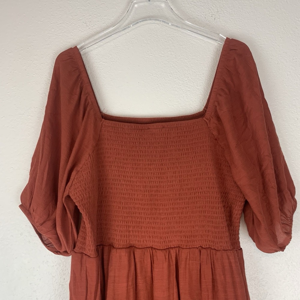 Kings Road Dress Women 3X Maxi Boho Tiered Peasant Milkmaid Puff Sleeves Smocked - Picture 5 of 9